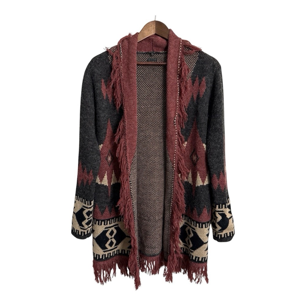 Miss Me cardigan womens small fringe aztec tribal western festival bohemian boho
